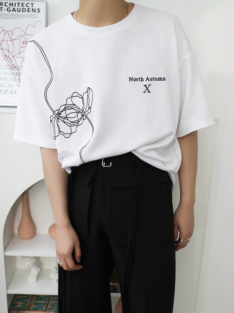 ローズグラフィックデザインTシャツ gm2573