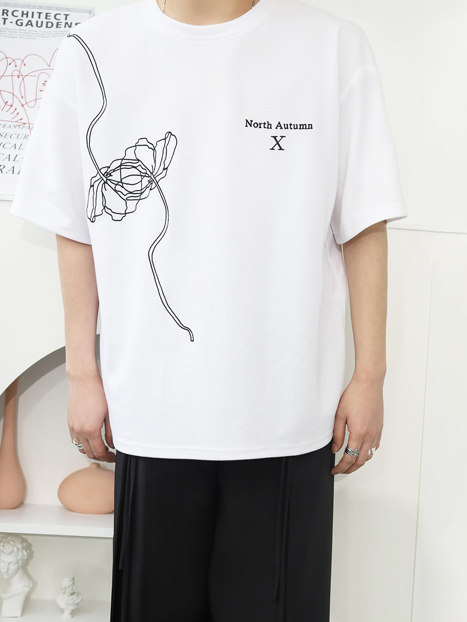 ローズグラフィックデザインTシャツ gm2573