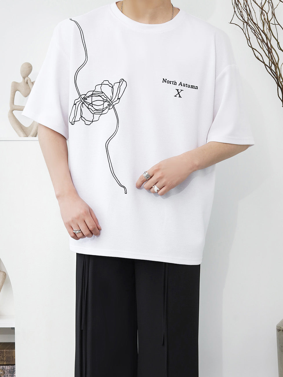 ローズグラフィックデザインTシャツ gm2573
