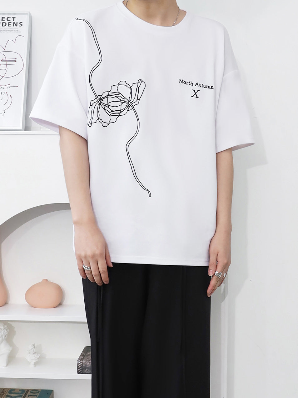 ローズグラフィックデザインTシャツ gm2573
