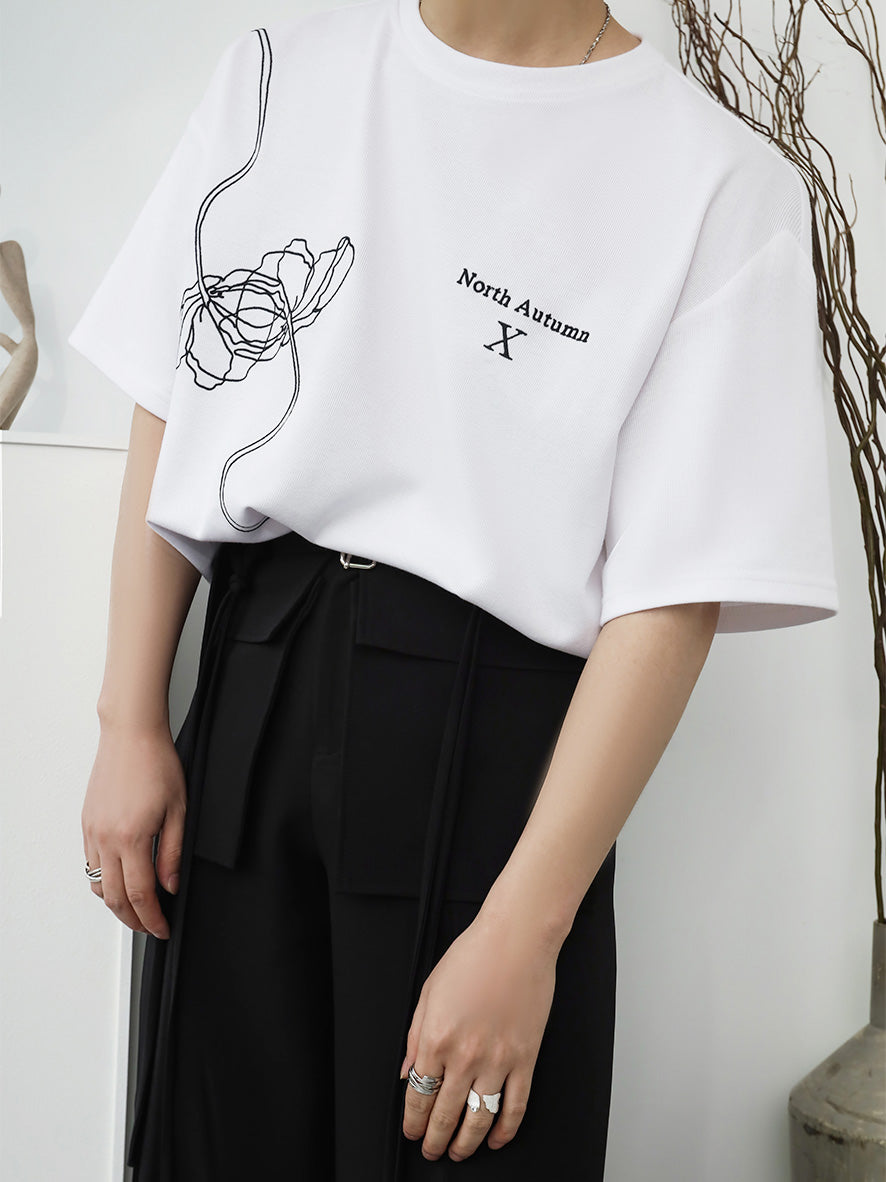 ローズグラフィックデザインTシャツ gm2573