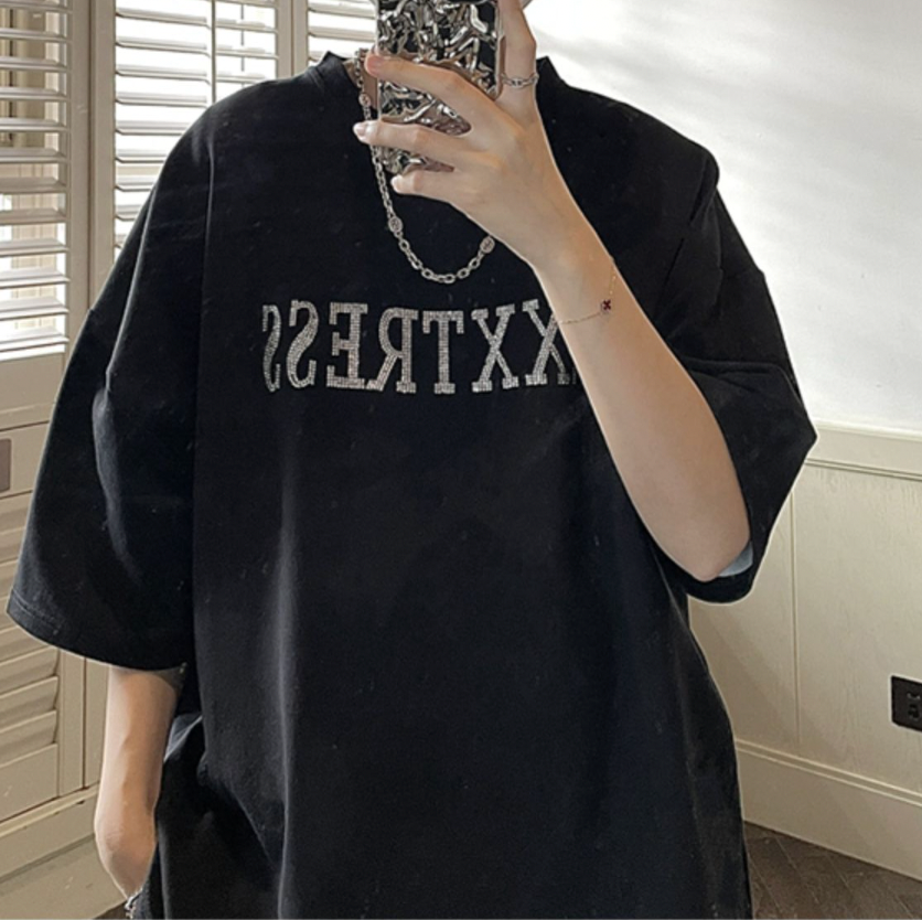 ラインストーンロゴTシャツ gm4293