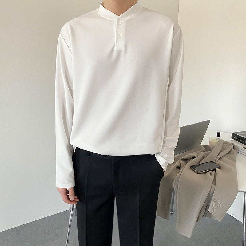 クルーネックハーフボタンTシャツ gm3141