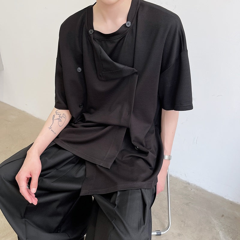 アシンメトリーボタンTシャツ gm2745