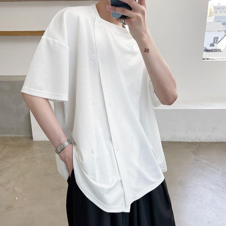 アシンメトリーボタンTシャツ gm2745