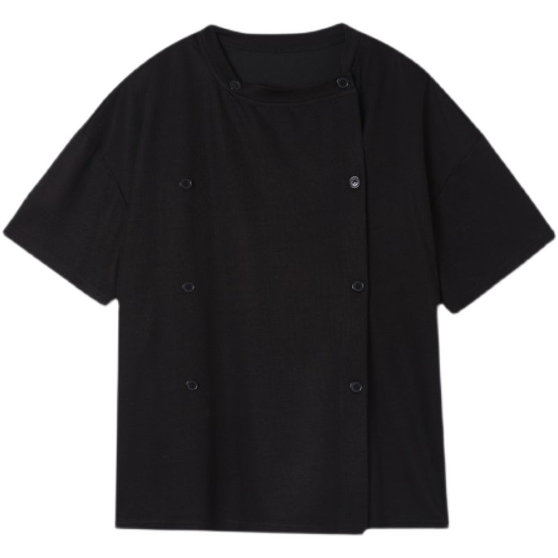 アシンメトリーボタンTシャツ gm2745