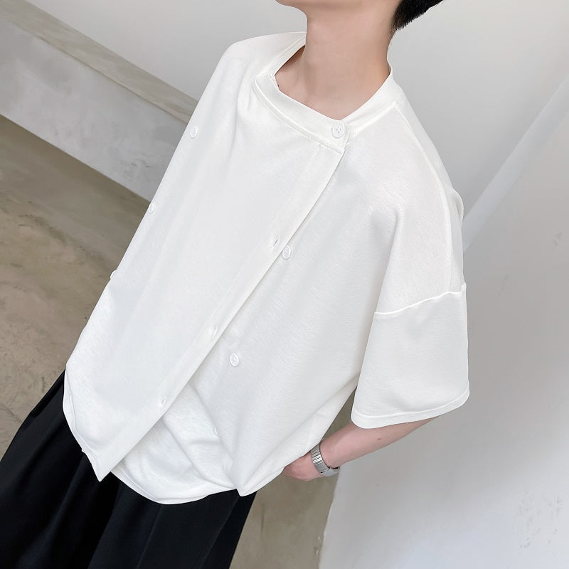 アシンメトリーボタンTシャツ gm2745