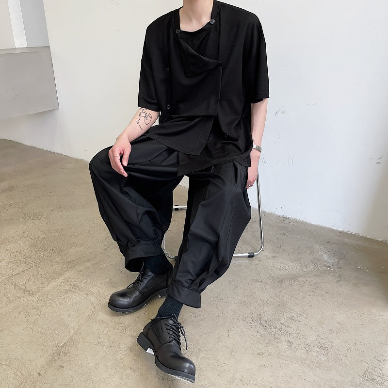 アシンメトリーボタンTシャツ gm2745