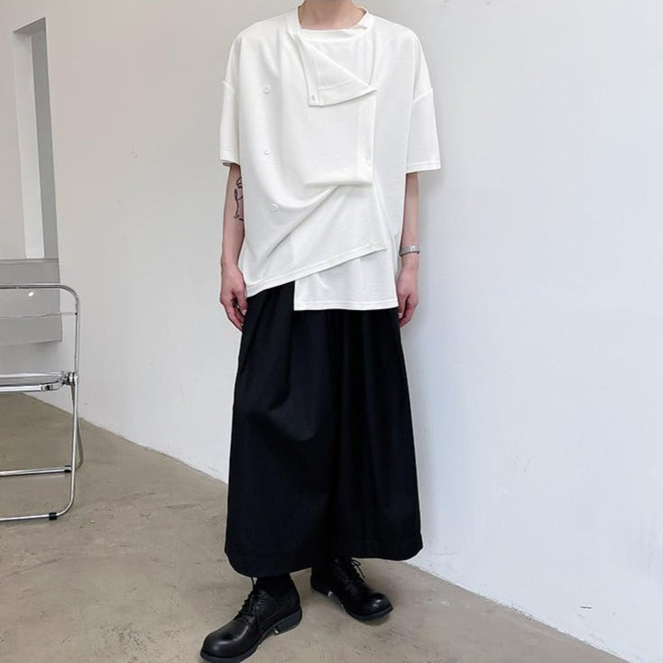 アシンメトリーボタンTシャツ gm2745