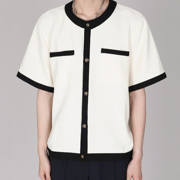 トレンドバイカラーボタンTシャツ gm5161