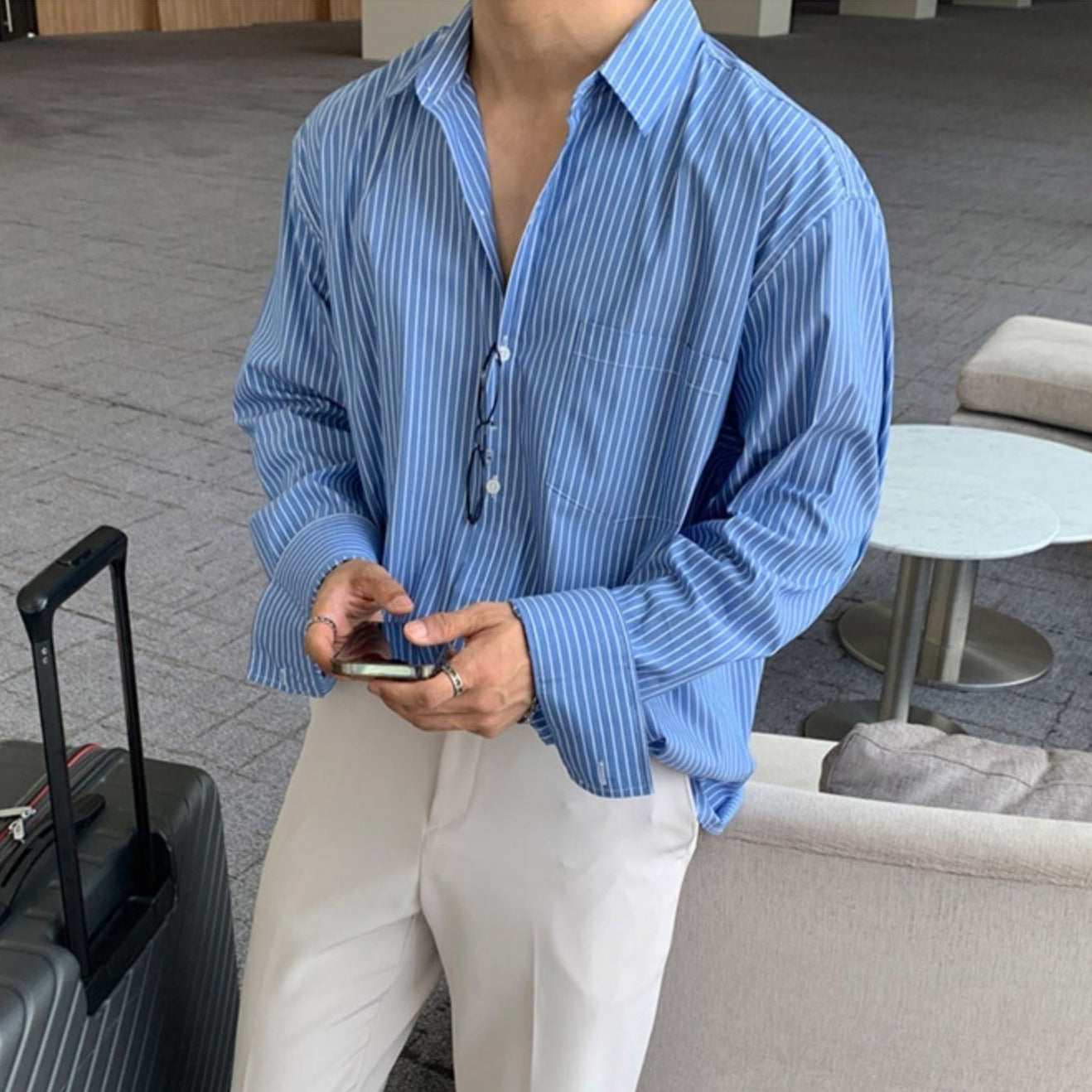 ストライプオープンカラーシャツ gm5120