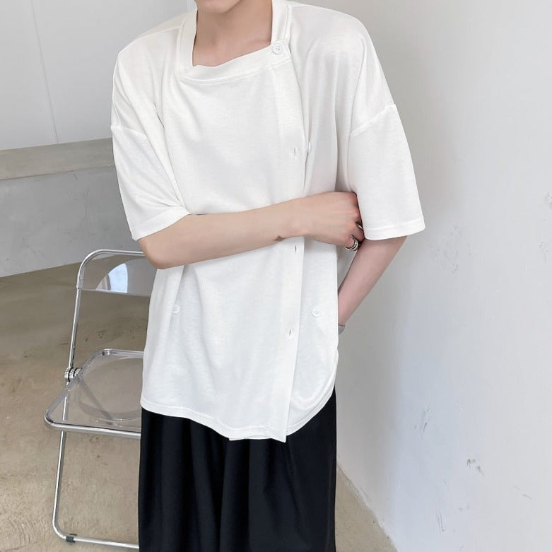 アシンメトリーボタンTシャツ gm2745