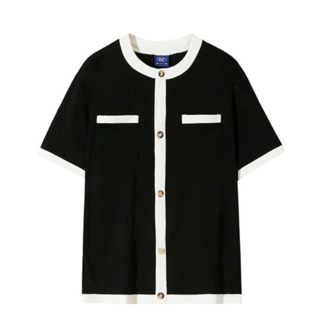 トレンドバイカラーボタンTシャツ gm5161