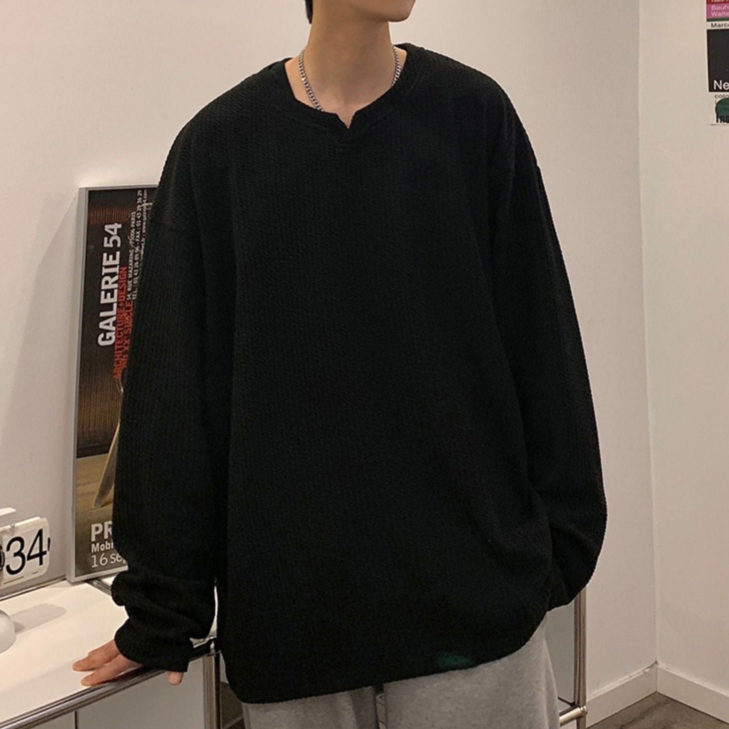 デザインVネックワッフルTシャツ gm5111
