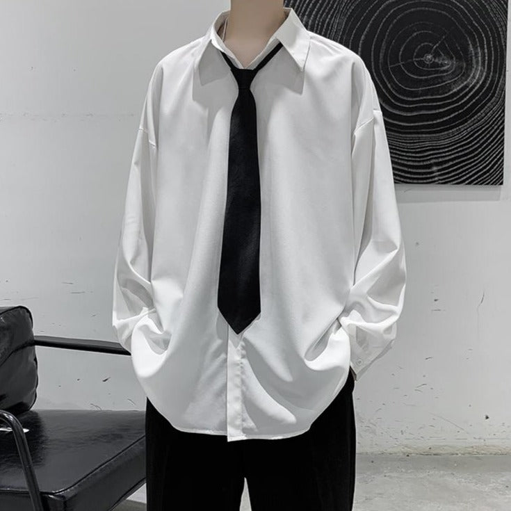 ネクタイ付シンプルコリアンシャツ gm4318