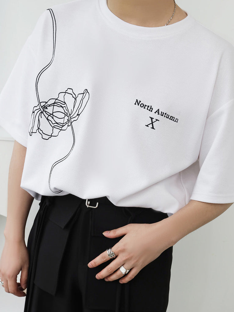 ローズグラフィックデザインTシャツ  gm2573