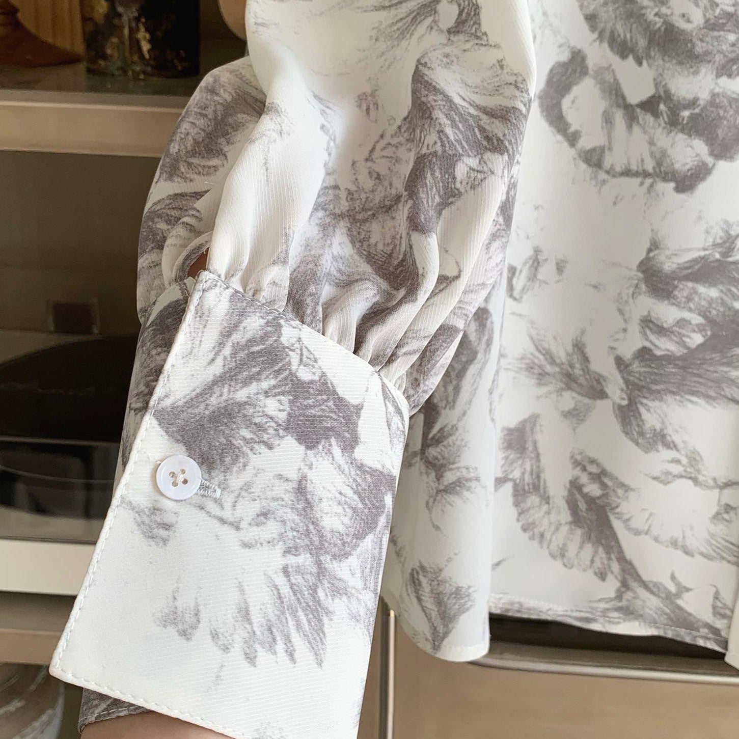 flower design drape shirt gm5208