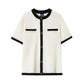 トレンドバイカラーボタンTシャツ gm5161