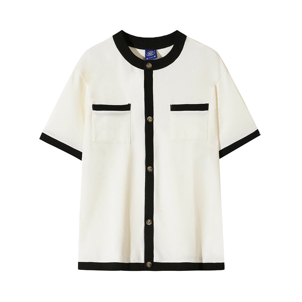 トレンドバイカラーボタンTシャツ gm5161