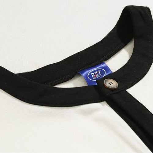 トレンドバイカラーボタンTシャツ gm5161