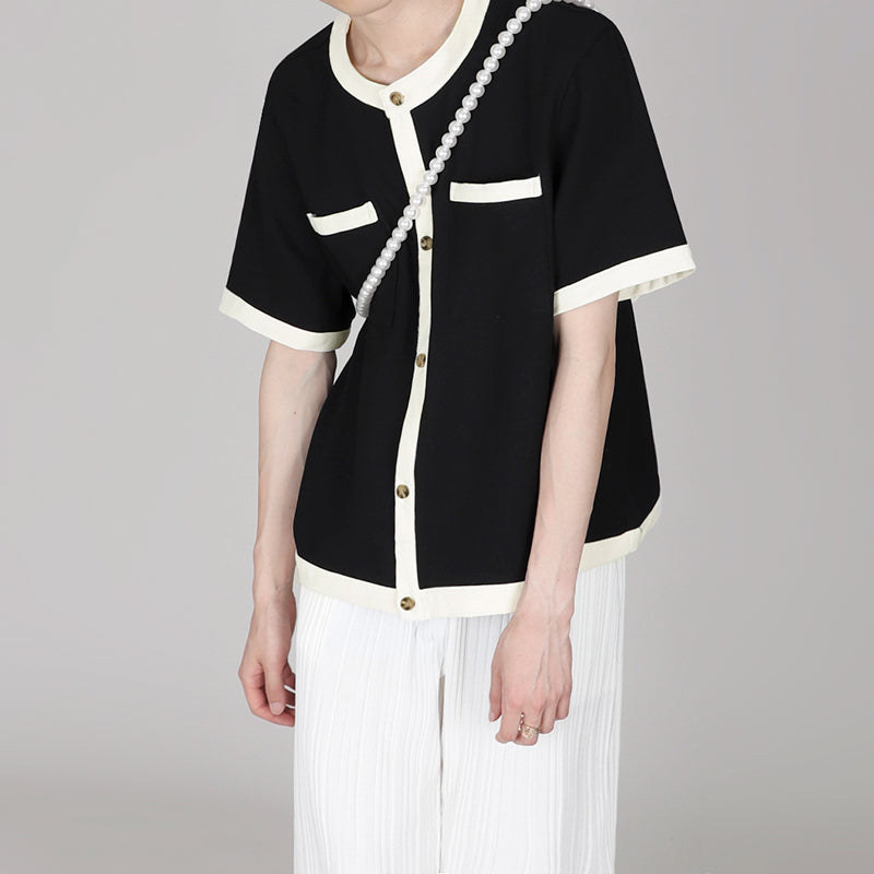 トレンドバイカラーボタンTシャツ gm5161