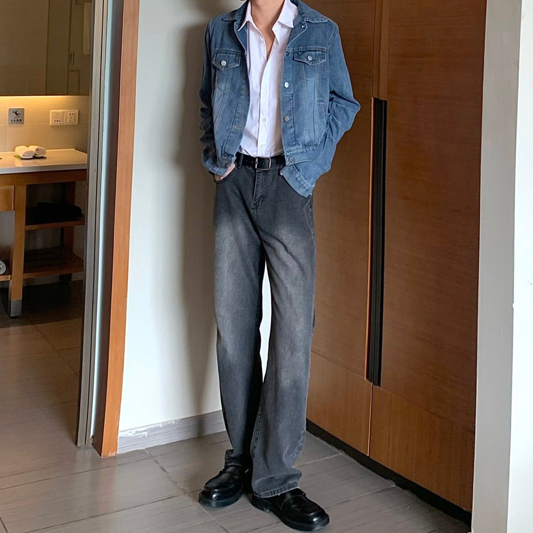 gray washed straight denim gm5213