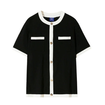トレンドバイカラーボタンTシャツ gm5161